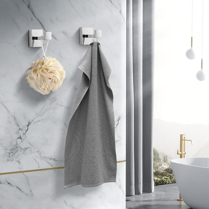 Fenas Heavy Duty Stainless Steel Towel Hooks, Wall Mounted Square Robe Hooks for Bathroom, Kitchen, Bedroom, Hotel Chrome Polished 2 Pack - Image 3